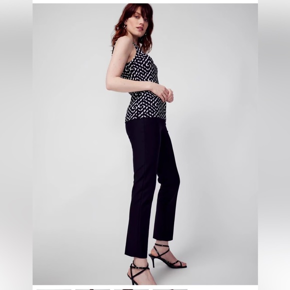 •WHITE HOUSE BLACK MARKET•NWOT BLACK & WHITE SLEEVELESS HALTER SWEATER BLOUSE XS - Picture 3 of 14